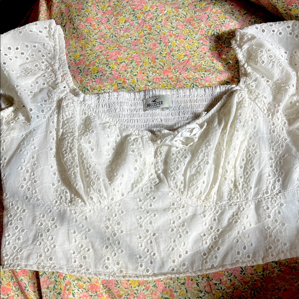 Hollister Cream Eyelet Blouse
